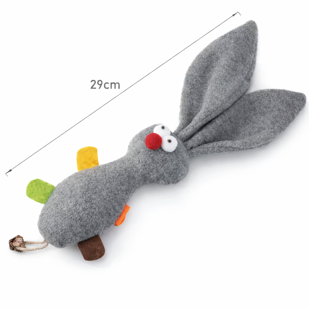 Grey Rabbit Cat Mint Plush Toy with Matatabi Fruit – Interactive Bunny Cat Toy (29cm)