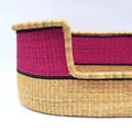Pink, Natural Brown Woven Dog Pet Basket