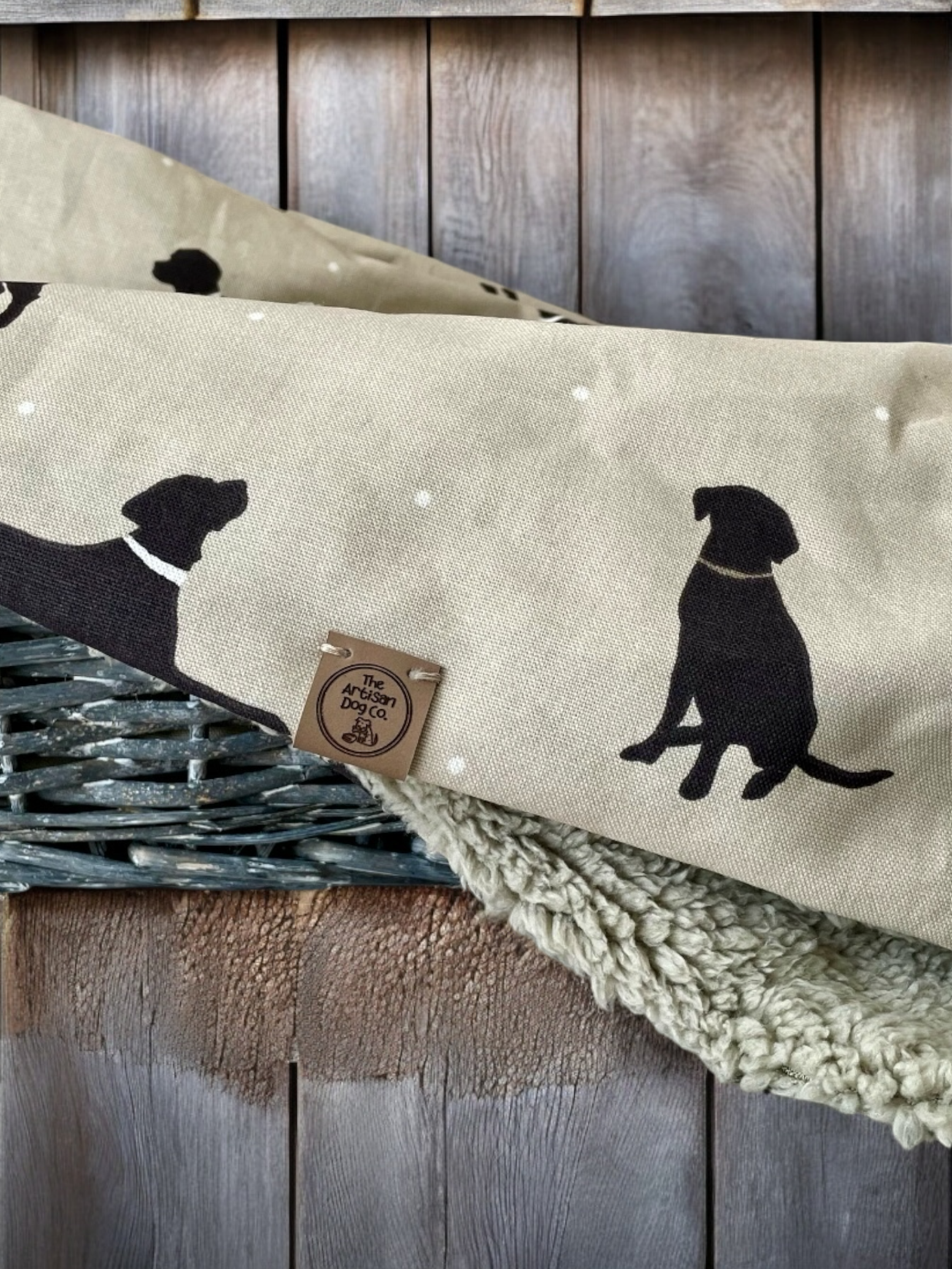 Walter Dog Blanket | Luxury Handmade Reversible Sherpa Fleece | Elegant Dog Print Pet Throw UK