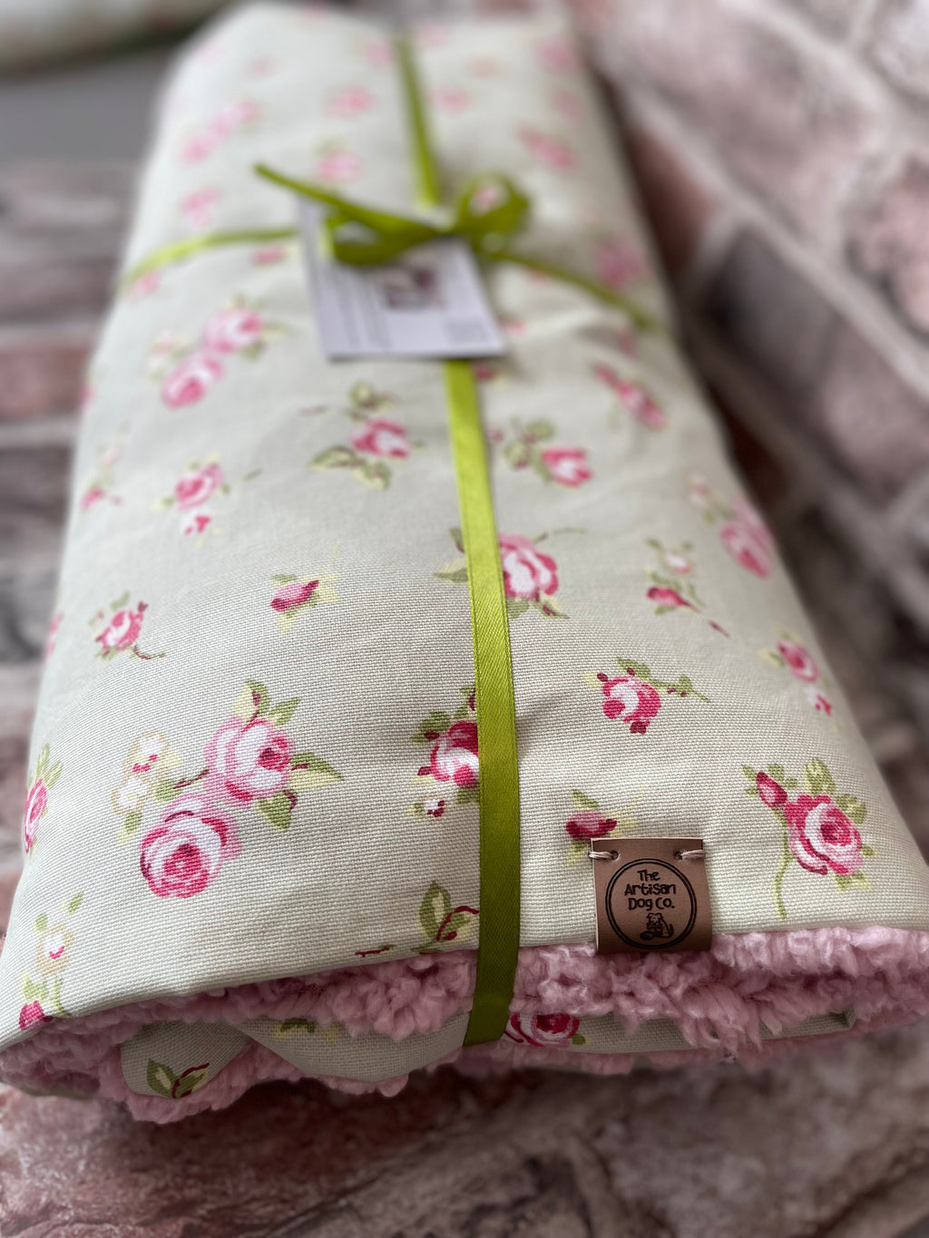 Dolly Floral Dog Blanket | Luxury Handmade Reversible Sherpa Throw | Seasonal Pet Blanket UK | Customisable