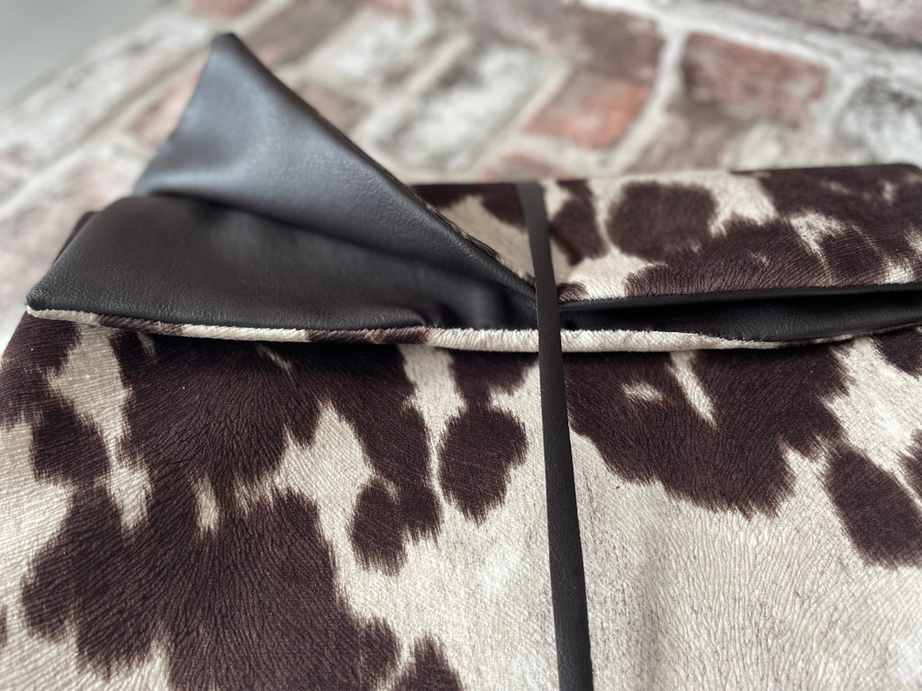 Moody Cow Reversible Pet Blanket | Faux Cowhide & Sherpa | Handmade Luxury Throw for Dogs | Protects Furniture UK