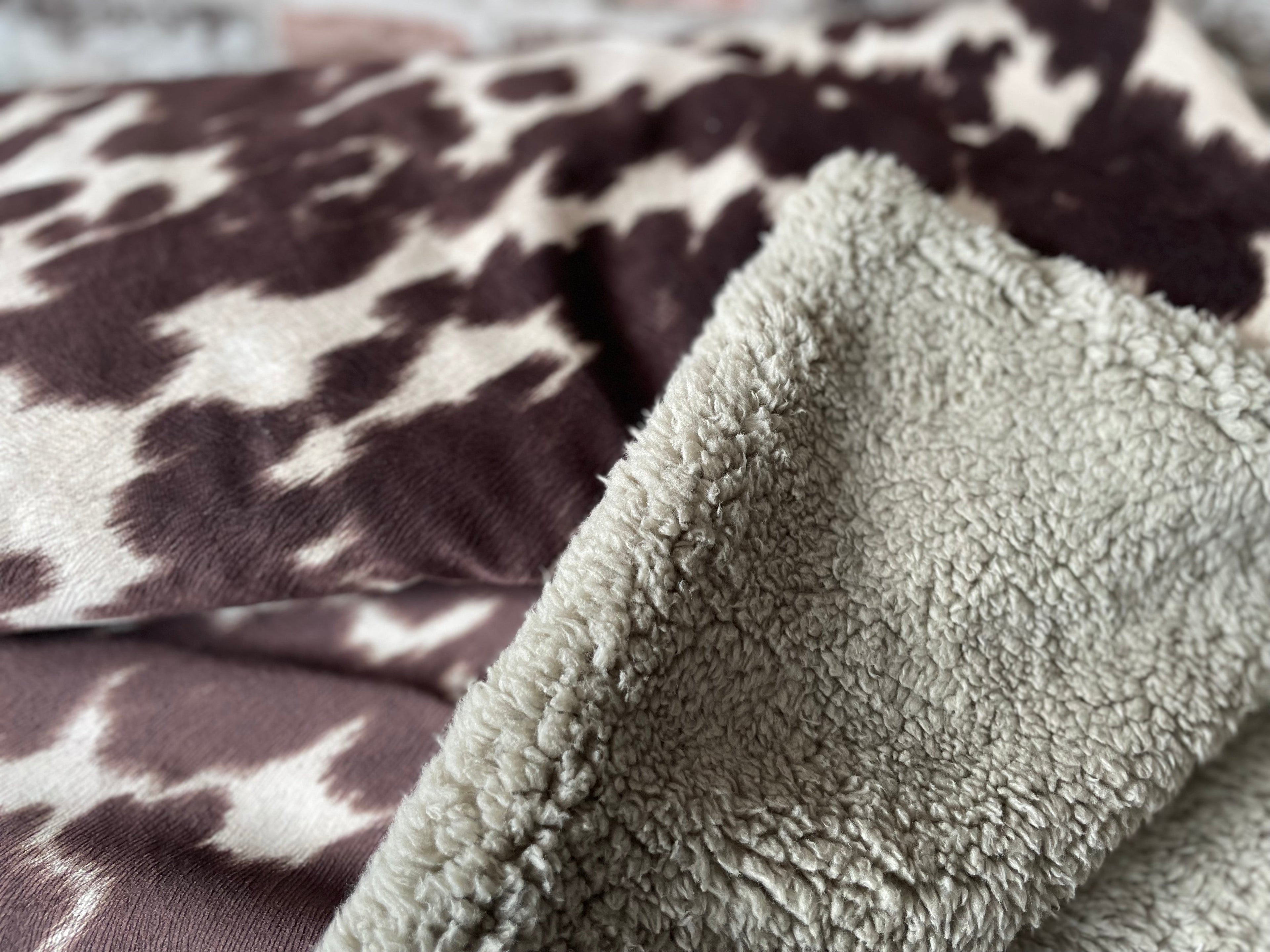 Moody Cow Reversible Pet Blanket | Faux Cowhide & Sherpa | Handmade Luxury Throw for Dogs | Protects Furniture UK