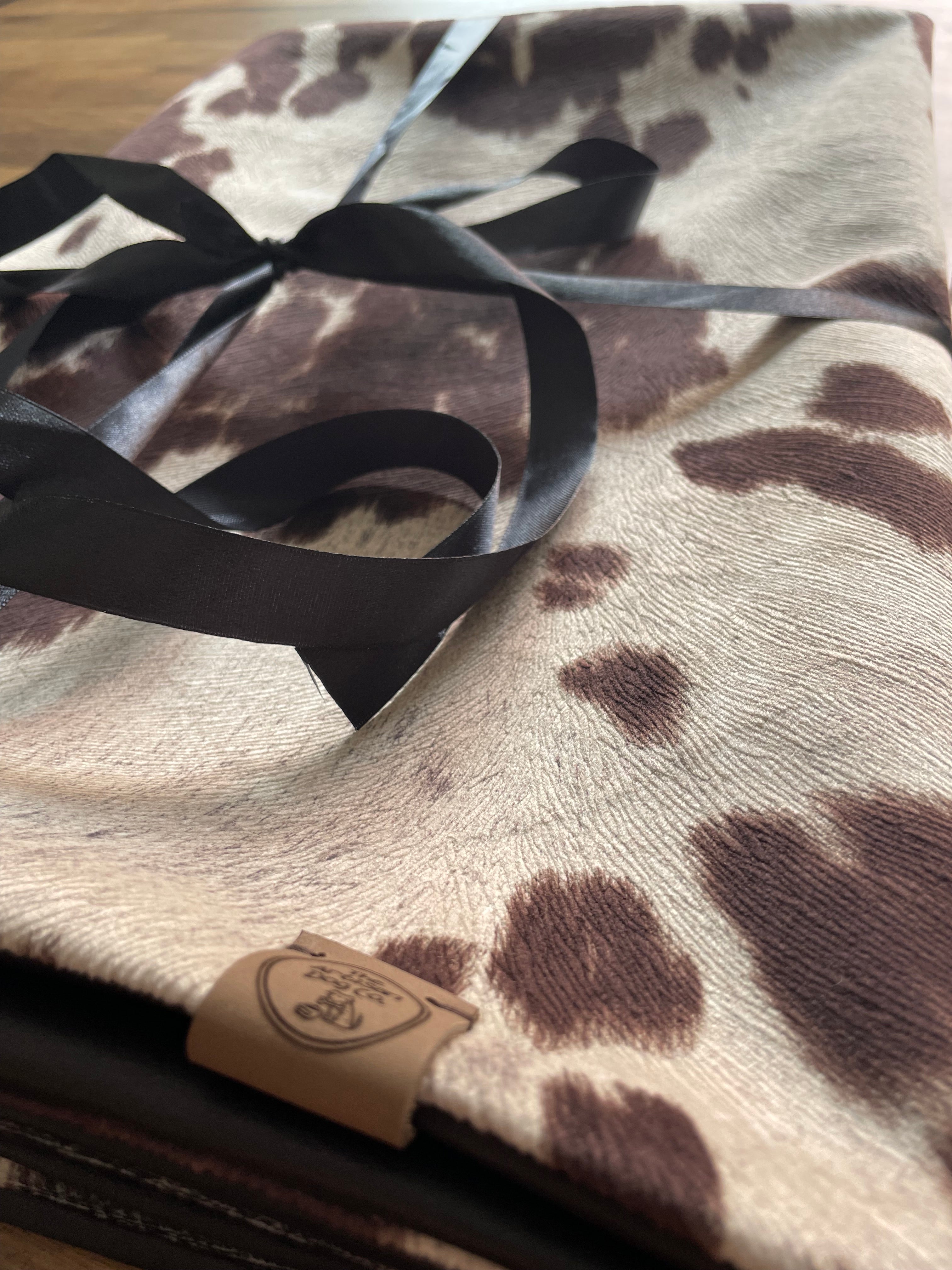 Moody Cow Reversible Pet Blanket | Faux Cowhide & Sherpa | Handmade Luxury Throw for Dogs | Protects Furniture UK