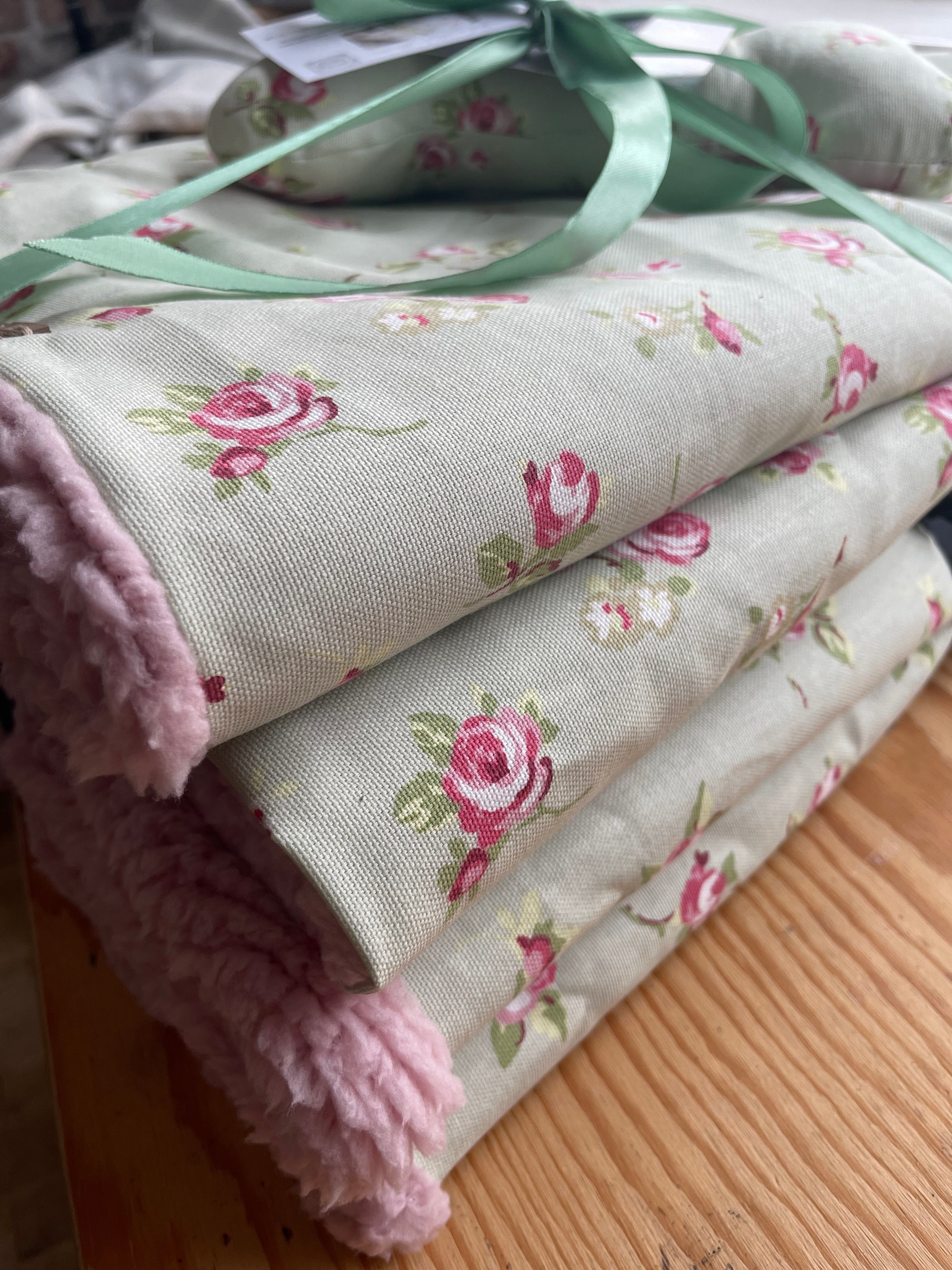 Dolly Floral Dog Blanket | Luxury Handmade Reversible Sherpa Throw | Seasonal Pet Blanket UK | Customisable