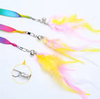 Interactive Feather Cat Wand Toy – Satin Ribbon Teaser Stick with Bell for Kittens & Cats