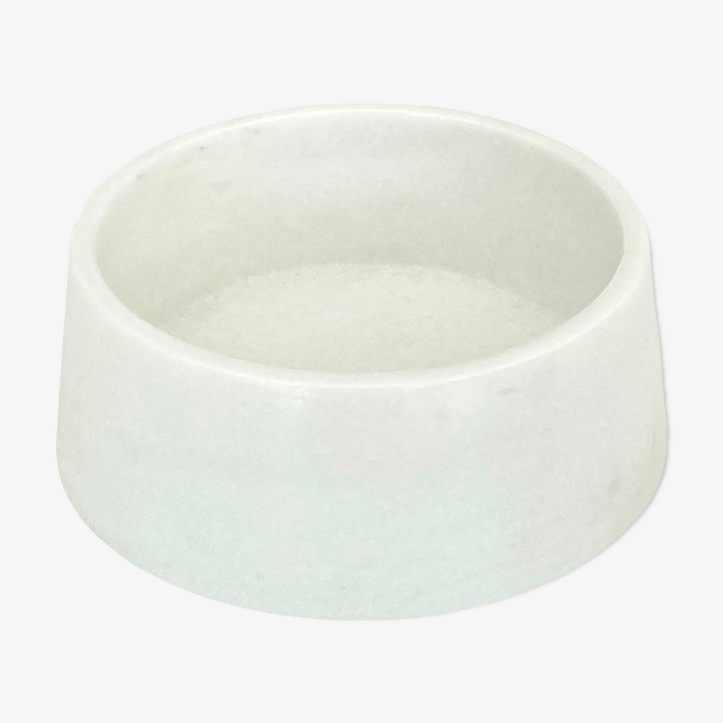 White Crystal Marble Dog Bowl