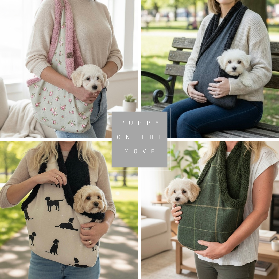 Handcrafted, luxury puppy/small dog carrier/sling - Dolly Floral Fabric