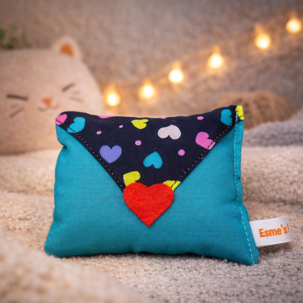 Handmade Organic Catnip Envelope Toy – Love Letter Cat Toy Pillow (100% Natural Catnip)