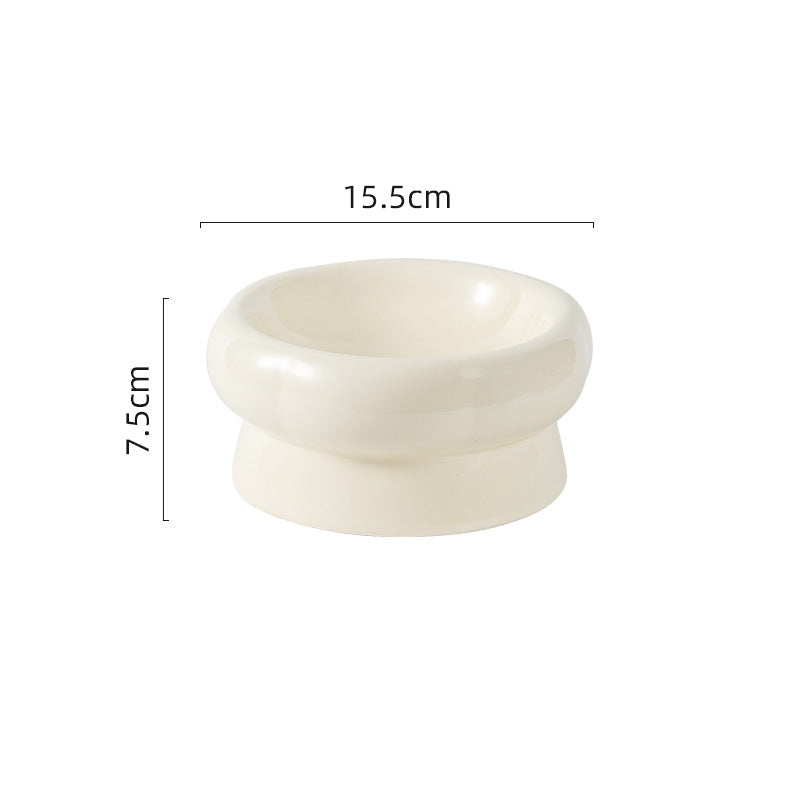 Flower Ceramic Pet Bowl – Black (Low Profile)