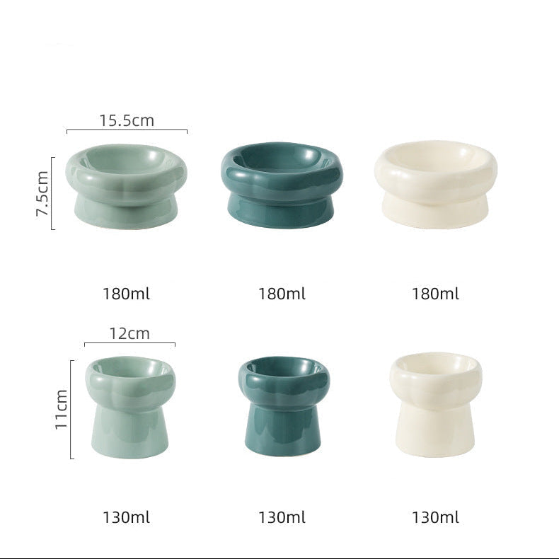 Flower Ceramic Pet Bowl – Deep Green (Raised Profile)