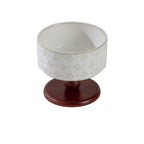 Snowflake Ceramic Pet Bowl with Wooden Base – Red Wood (Raised Profile)
