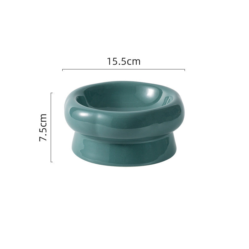Flower Ceramic Pet Bowl – Cream White (Low Profile)