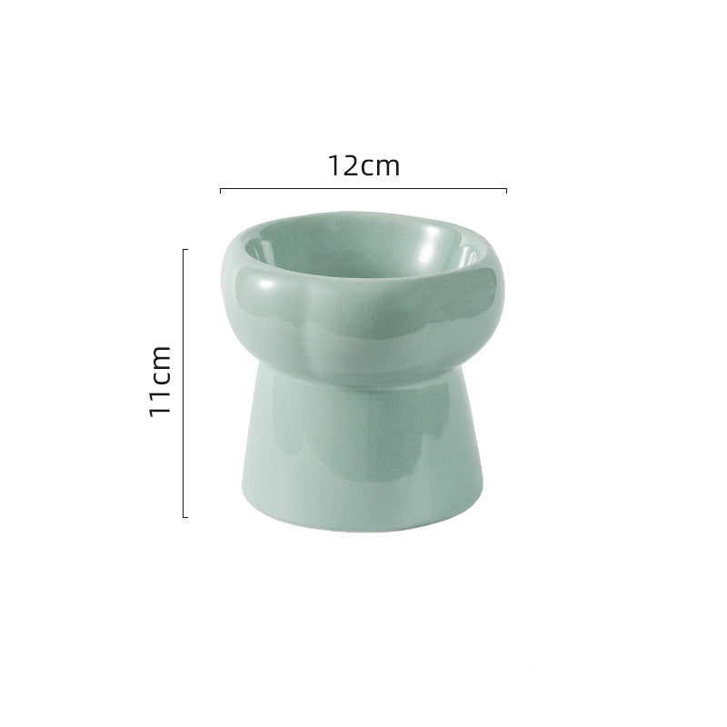 Flower Ceramic Pet Bowl – Cream White (Raised Profile)