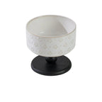 Snowflake Ceramic Pet Bowl with Wooden Base – Black Wood (Raised Profile)