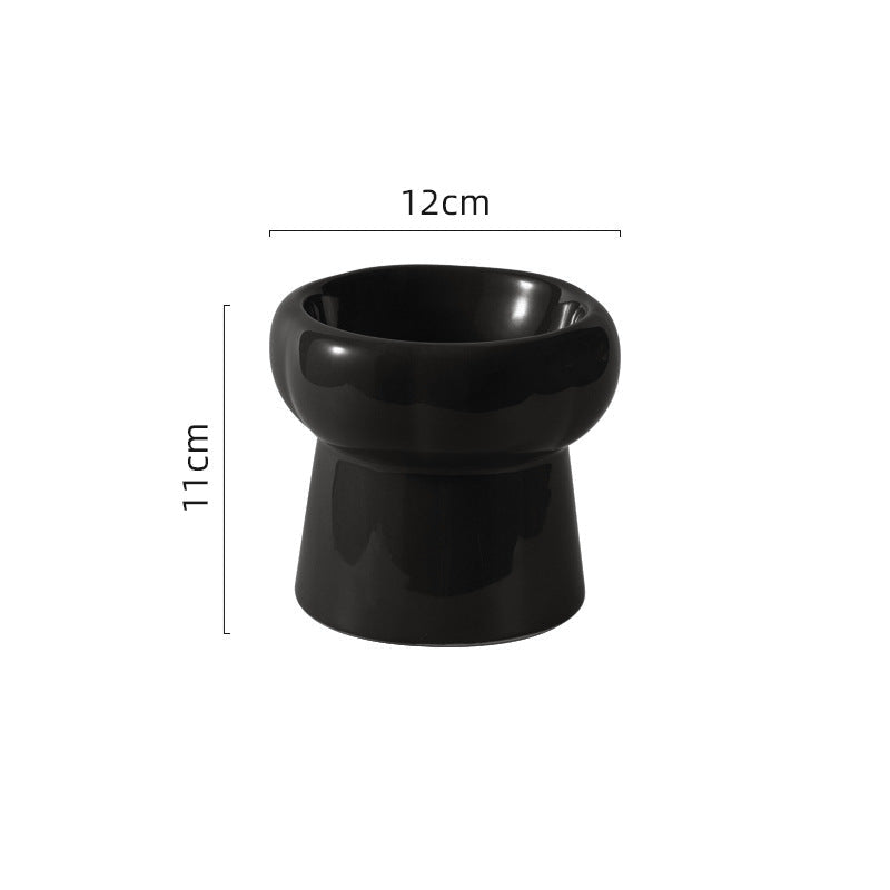 Flower Ceramic Pet Bowl – Black (Raised Profile)