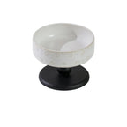 Snowflake Ceramic Pet Bowl with Wooden Base – Black Wood (Raised Profile)