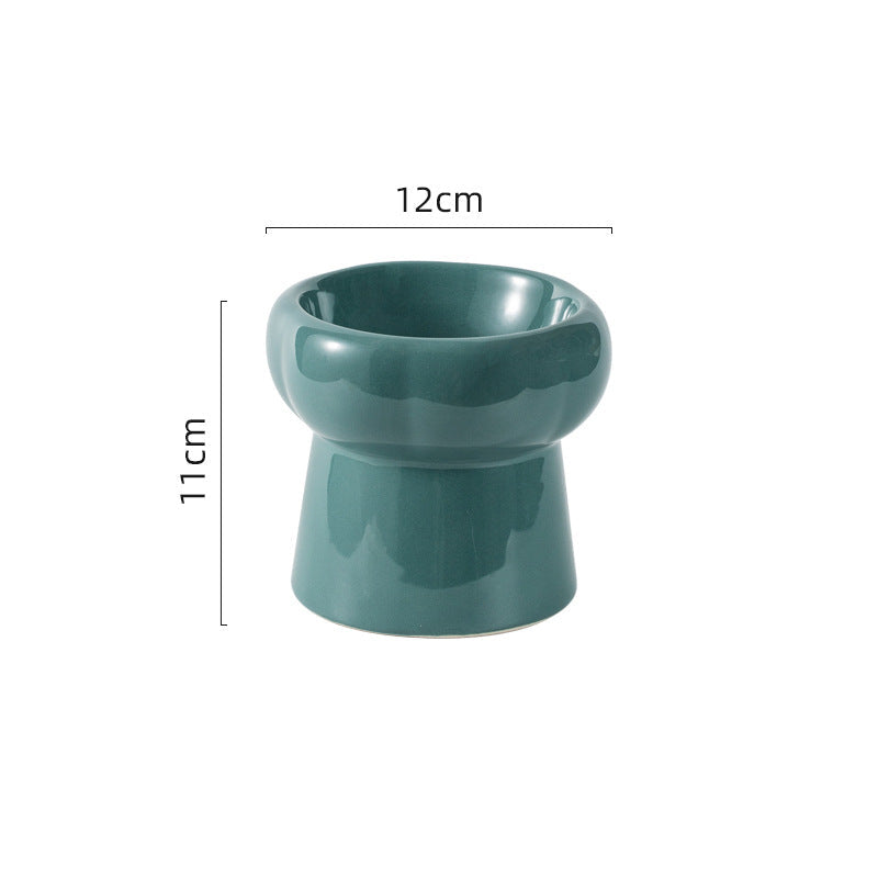 Flower Ceramic Pet Bowl – Deep Green (Raised Profile)