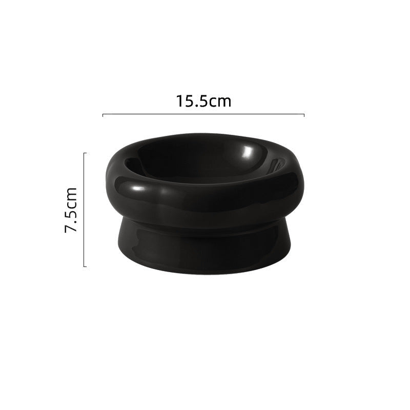 Flower Ceramic Pet Bowl – Black (Low Profile)