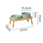 Slow Feeder & Water Bowl Set with Bamboo Stand – Soft Green