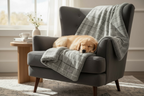 Harris Grey Check Pet Blanket | Reversible Sherpa Fleece | Handmade Luxury Dog Throw | Customisable UK