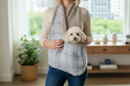 Handcrafted, luxury puppy/small dog carrier/sling - Harris Grey Check