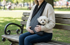 Handcrafted, luxury puppy/small dog carrier/sling - Black Denim