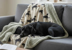 Walter Dog Blanket | Luxury Handmade Reversible Sherpa Fleece | Elegant Dog Print Pet Throw UK