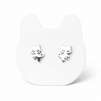 Stainless Steel Cat Stud Earrings – Cute Kitten Silhouette Minimalist Silver Jewellery