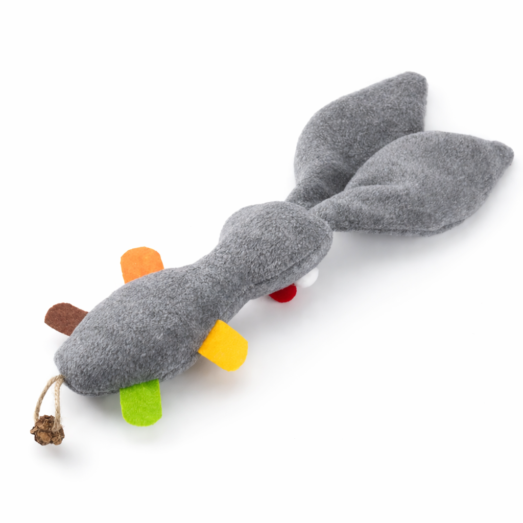 Grey Rabbit Cat Mint Plush Toy with Matatabi Fruit – Interactive Bunny Cat Toy (29cm)