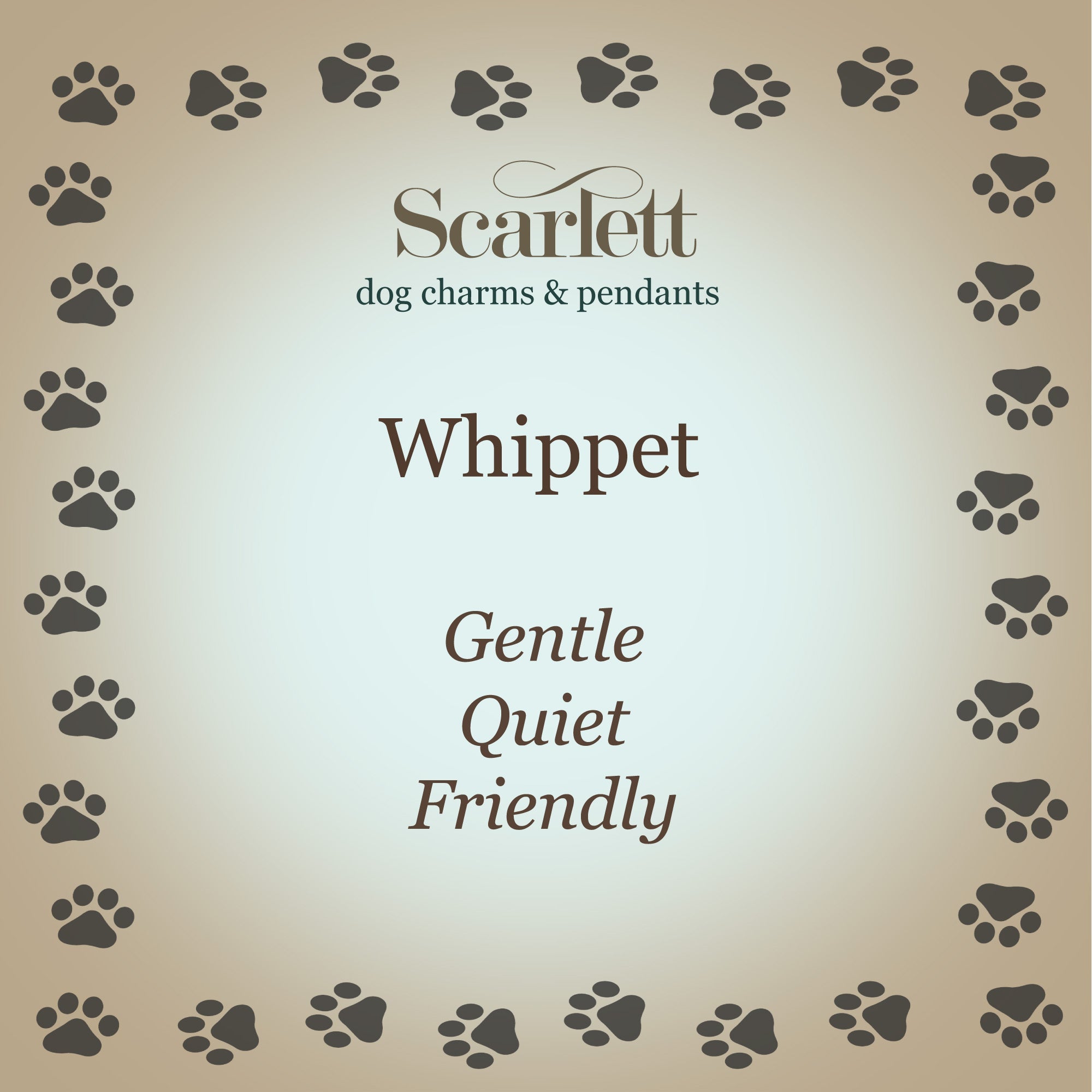 Whippet Silver Dog Charm