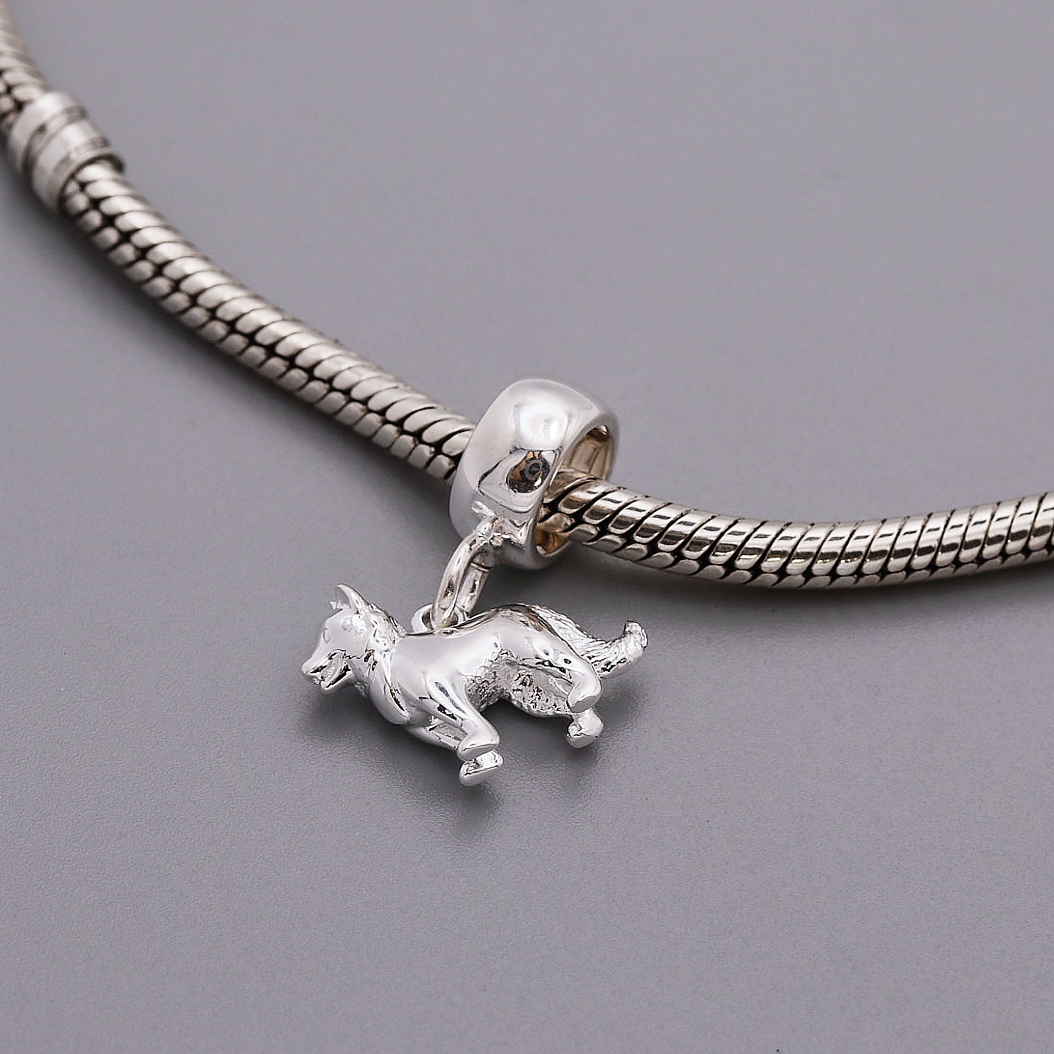 Border Collie Silver Dog Charm