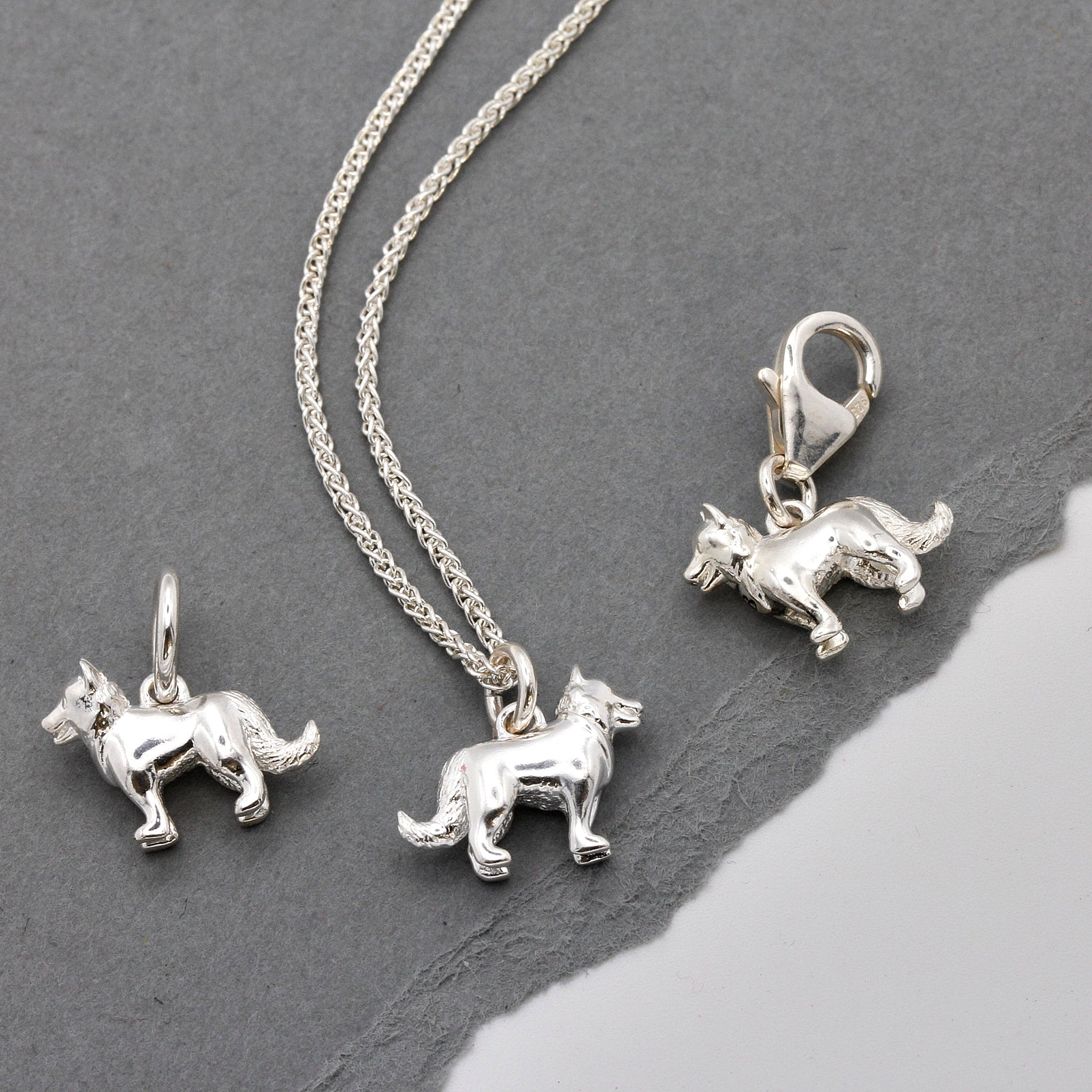 Border Collie Silver Dog Charm
