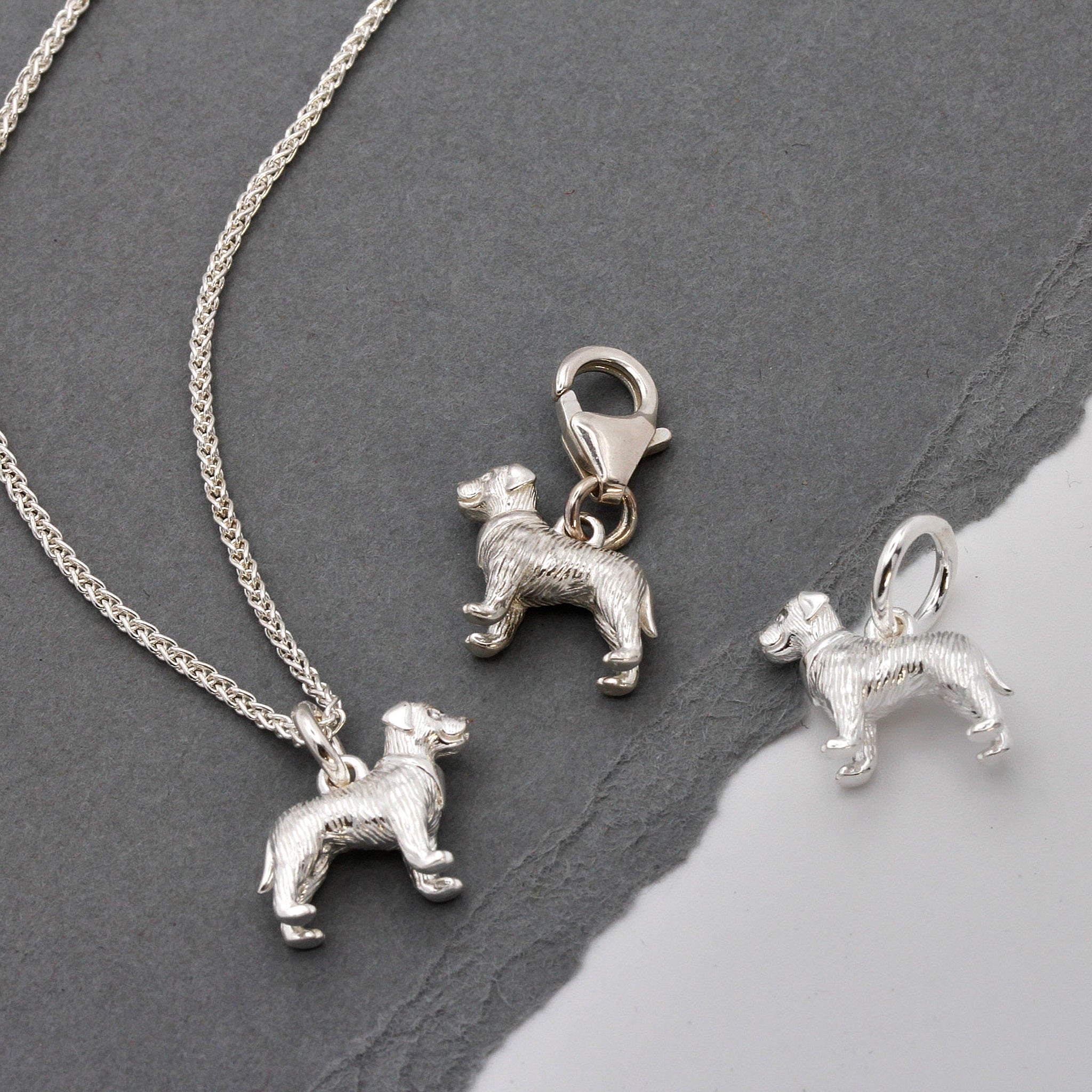 Border Terrier Silver Dog Charm