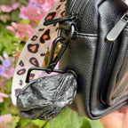 Crossbody Dog Walking Bag - Vegan Leather Black
