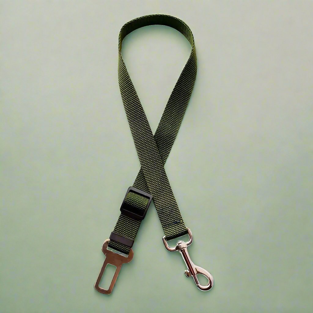 Dog Seat Belt Restraint - Khaki Green
