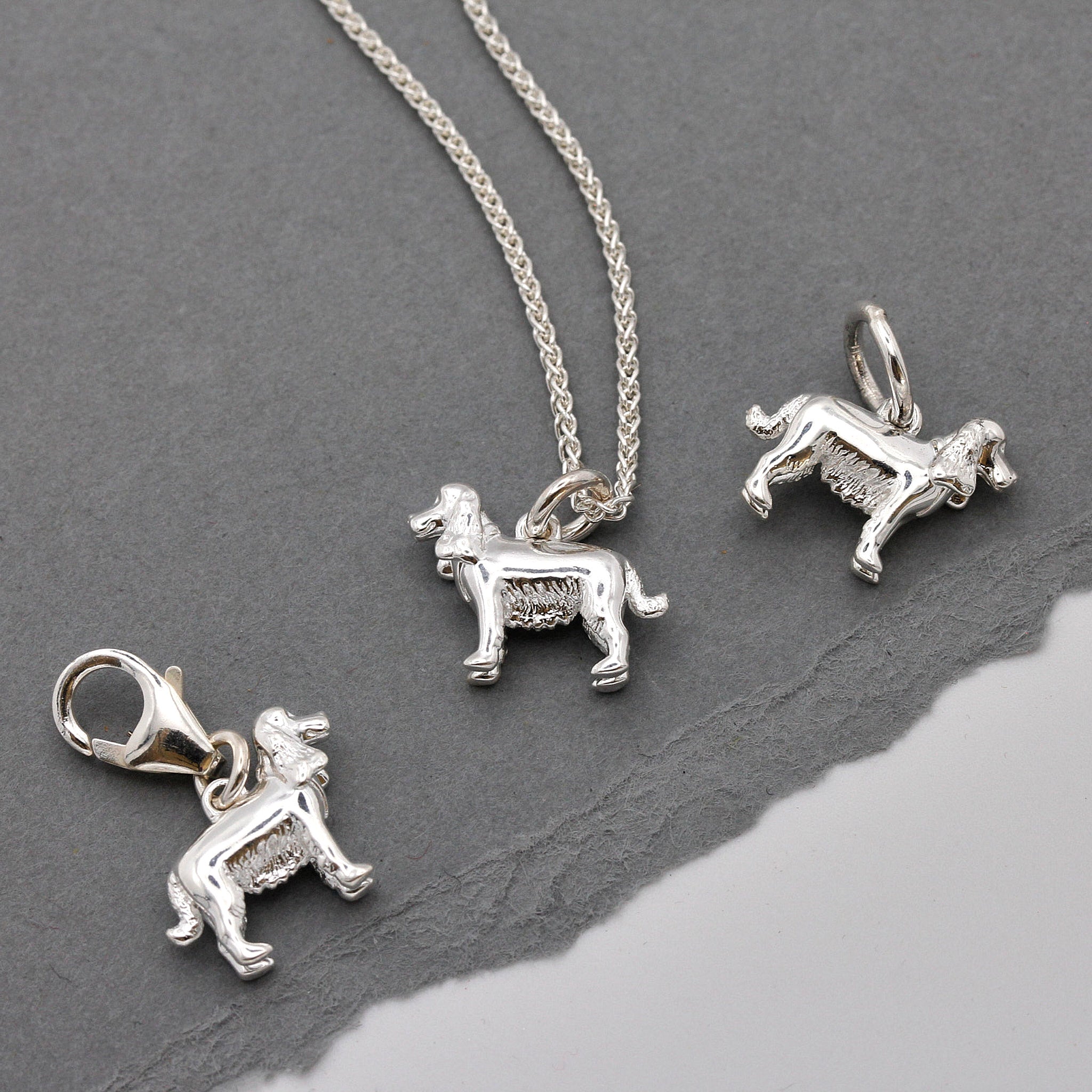 English Cocker Spaniel Silver Dog Charm