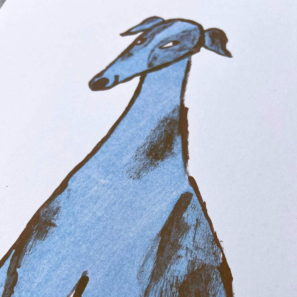 Blue Dog Risograph Art Print