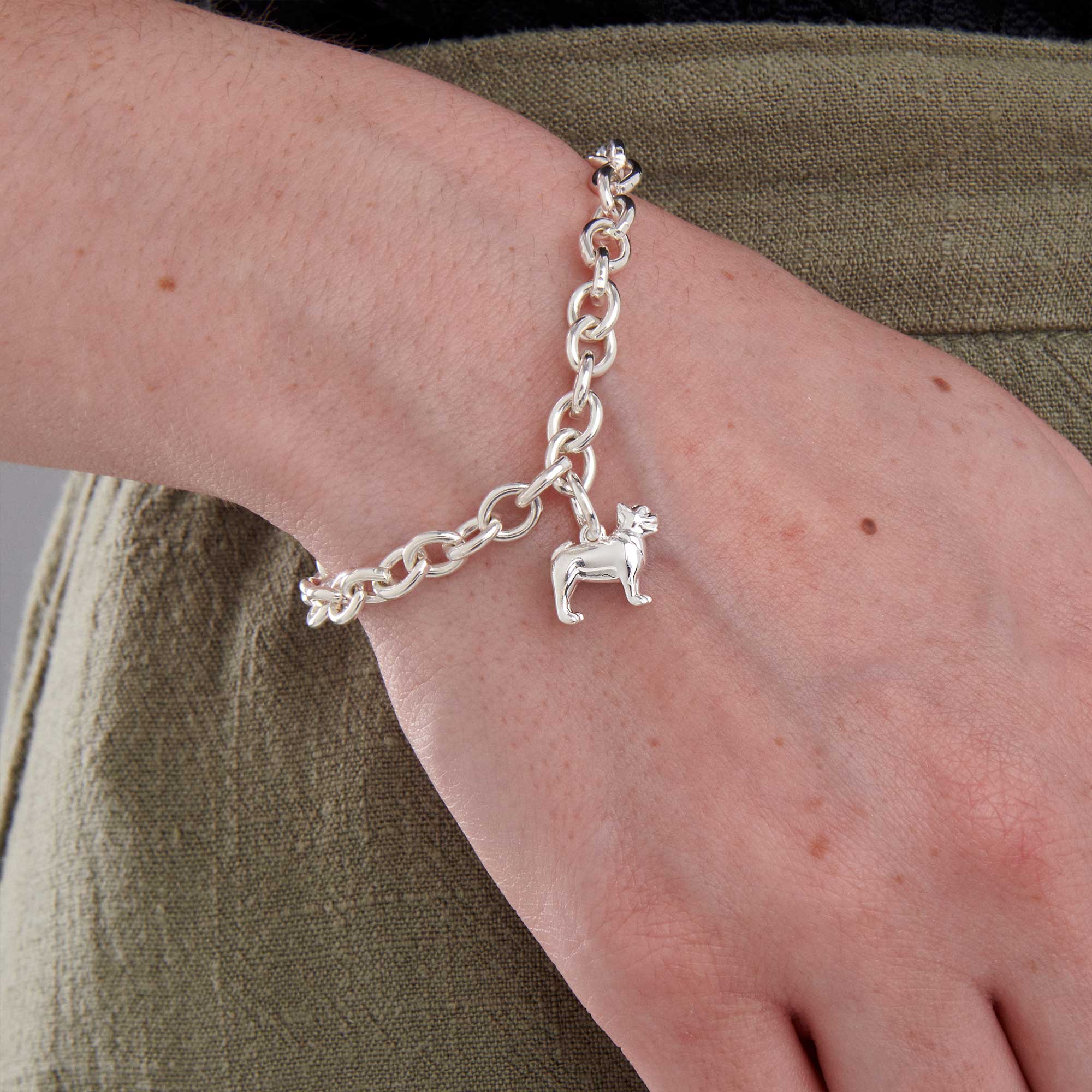 French Bulldog Silver Dog Charm