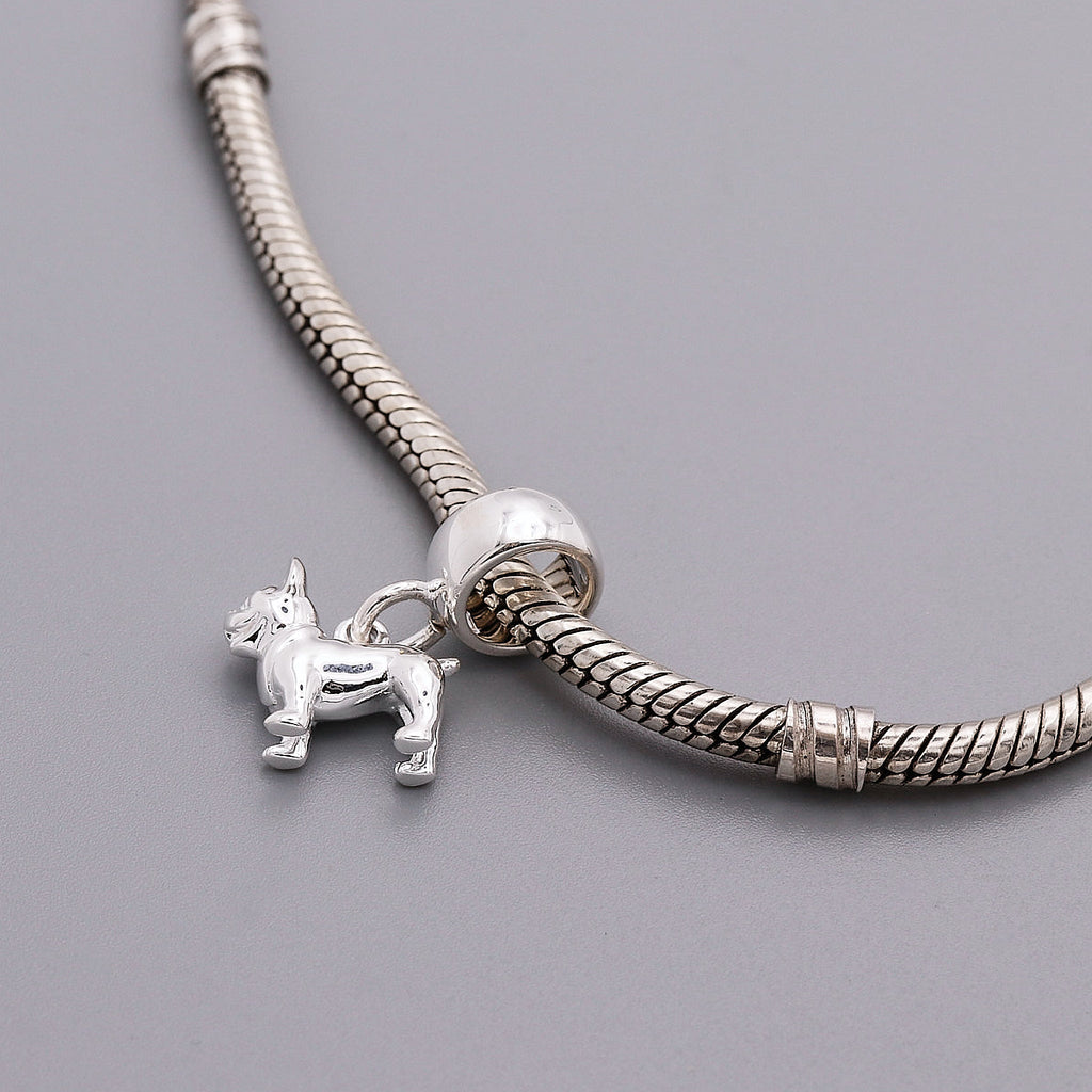 French Bulldog Silver Dog Charm
