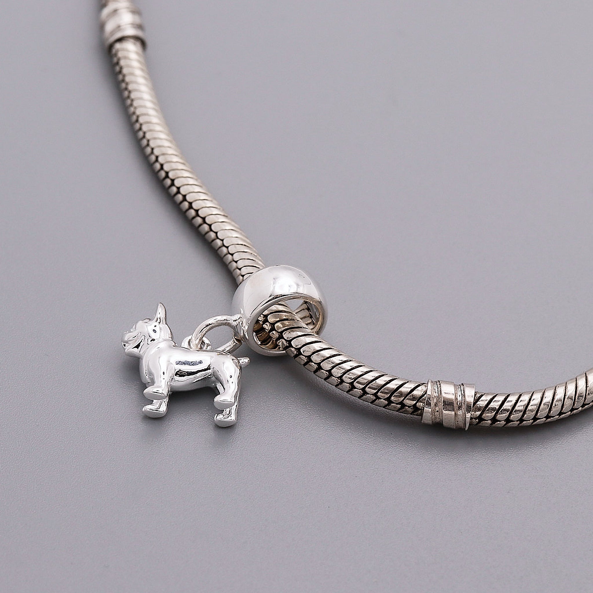 French Bulldog Silver Dog Charm
