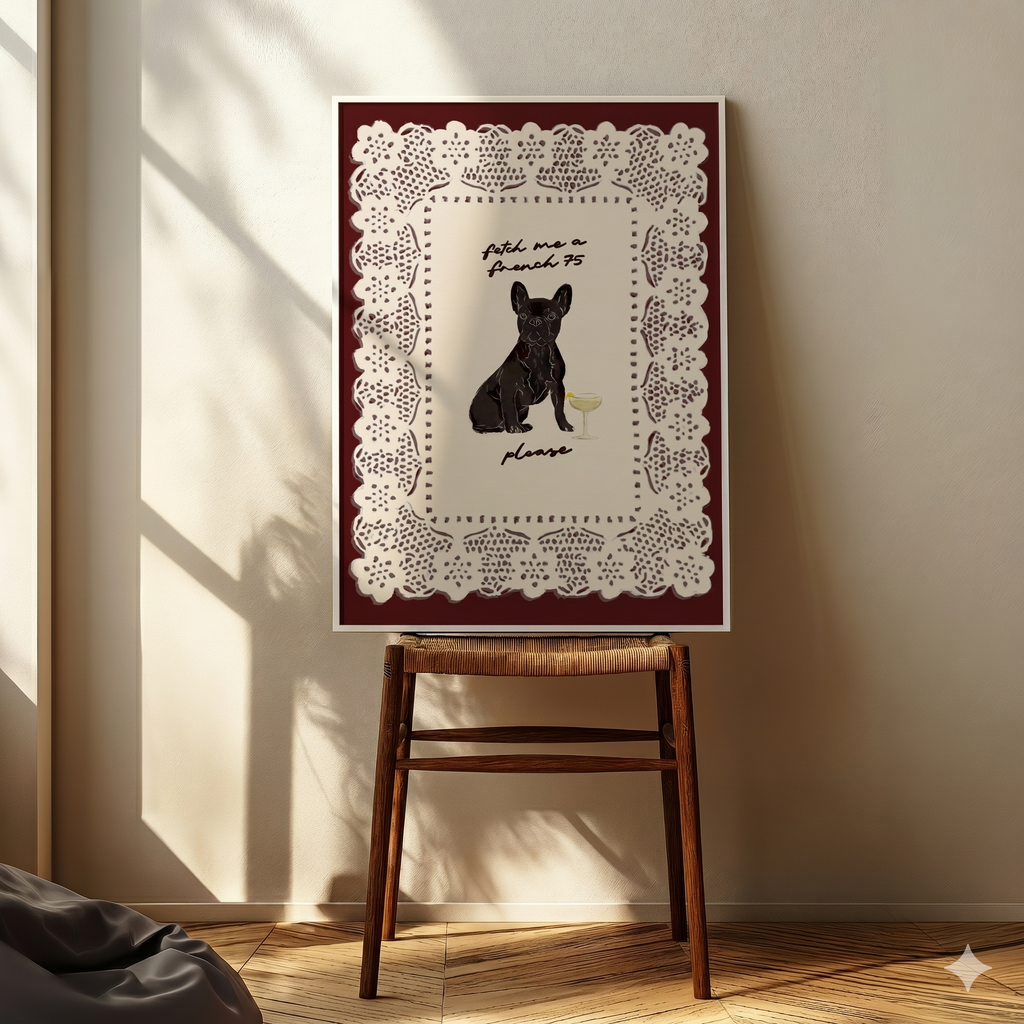 Fetch Me A French 75 - Black French Bulldog Print