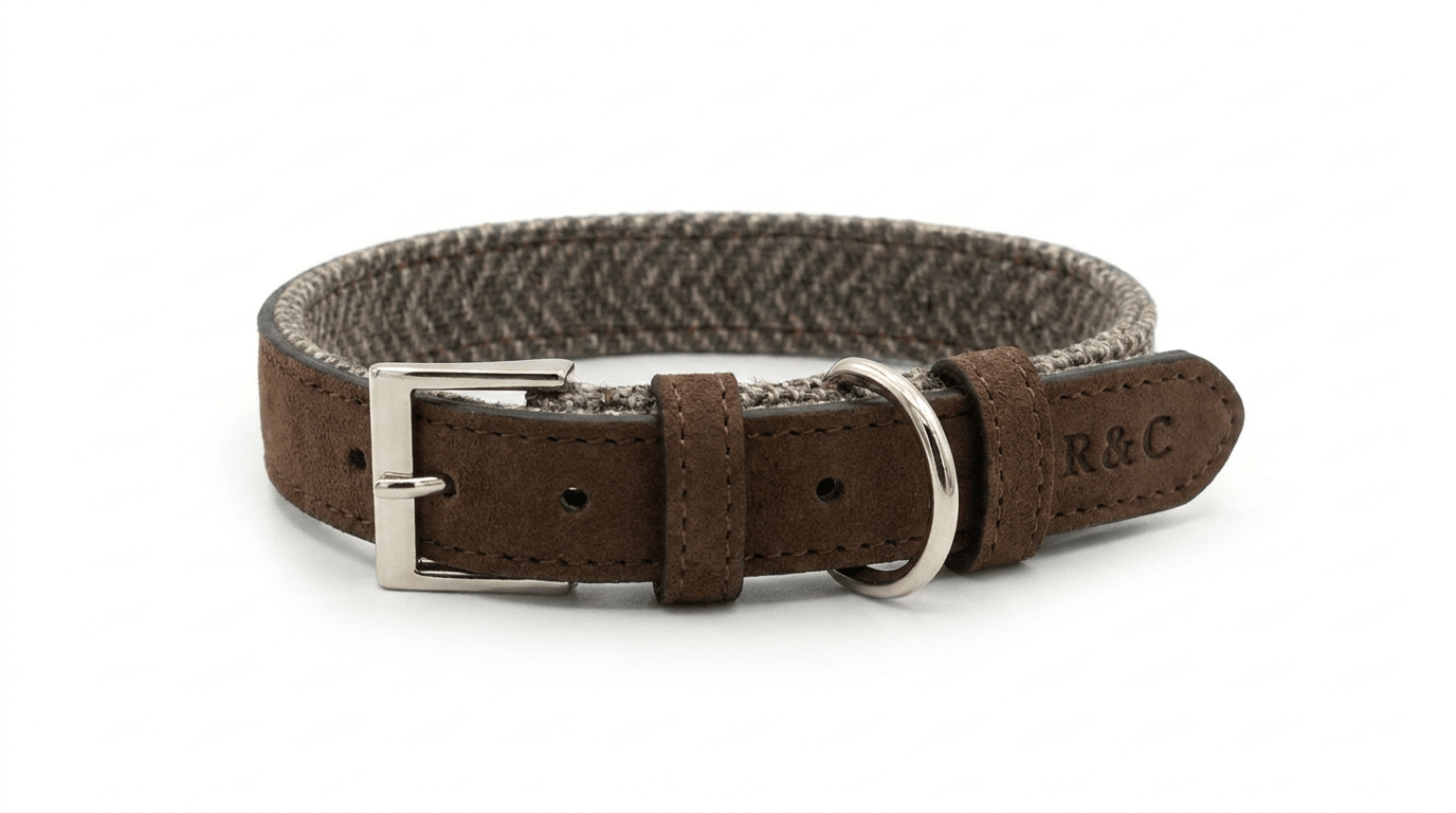 Herringbone & Leather Collar - Lincoln
