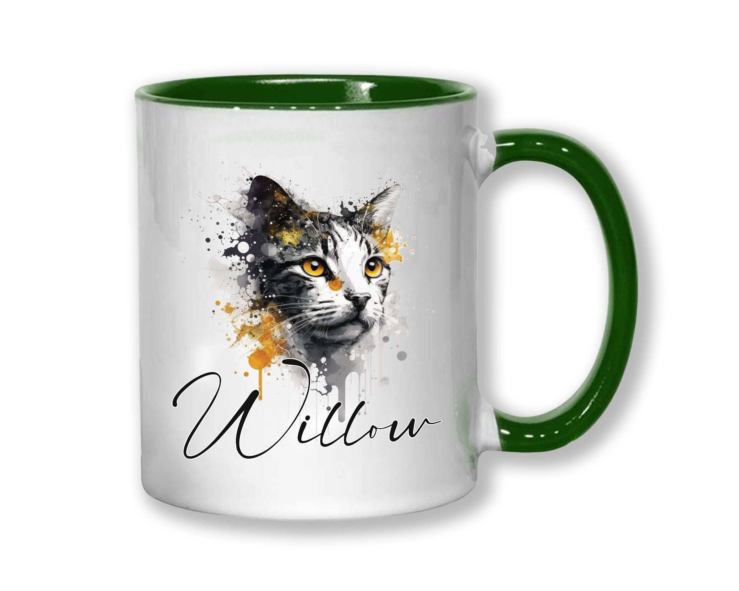 Cat Gift For Cat Lovers - Personalised Coffee Mug with Name - Cat Themed Gift for Cat Owner - Gift for Girls - Watercolour Warrior  MGZ545