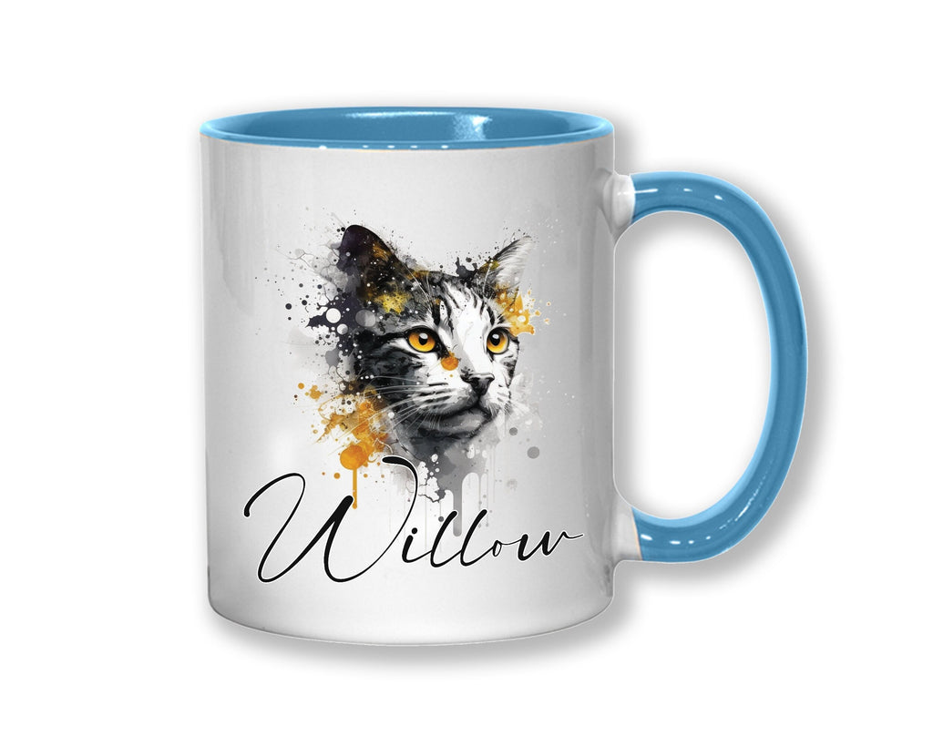 Cat Gift For Cat Lovers - Personalised Coffee Mug with Name - Cat Themed Gift for Cat Owner - Gift for Girls - Watercolour Warrior  MGZ545