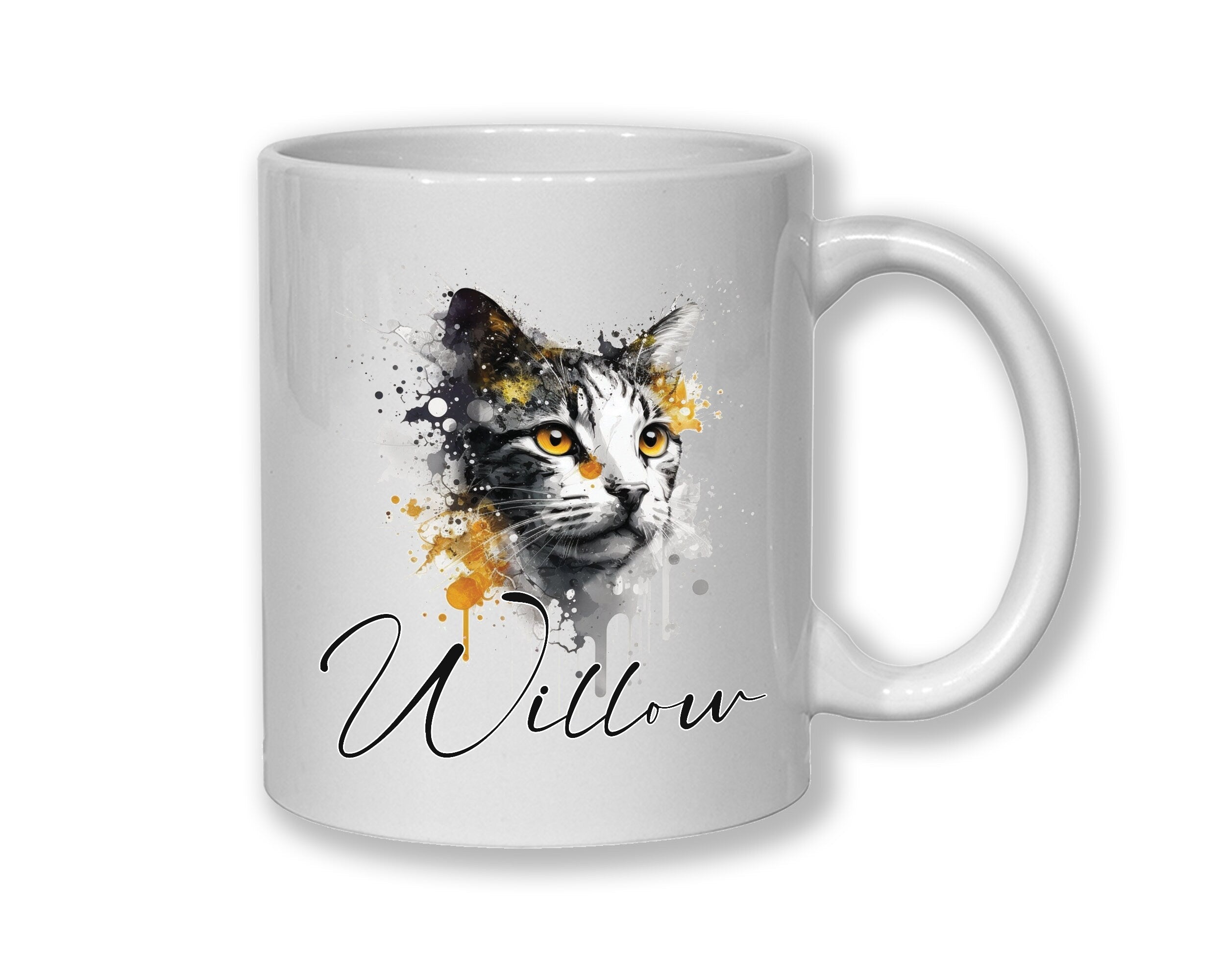 Cat Gift For Cat Lovers - Personalised Coffee Mug with Name - Cat Themed Gift for Cat Owner - Gift for Girls - Watercolour Warrior  MGZ545