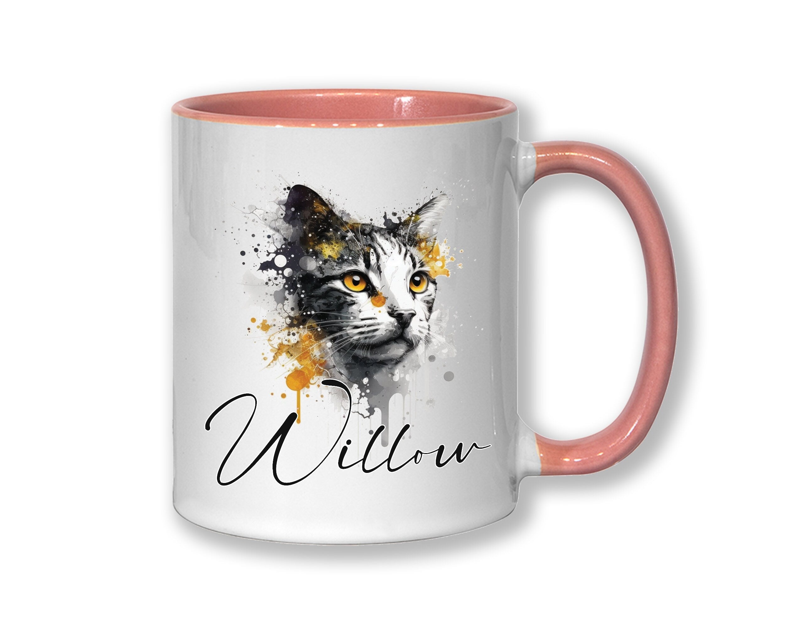 Cat Gift For Cat Lovers - Personalised Coffee Mug with Name - Cat Themed Gift for Cat Owner - Gift for Girls - Watercolour Warrior  MGZ545