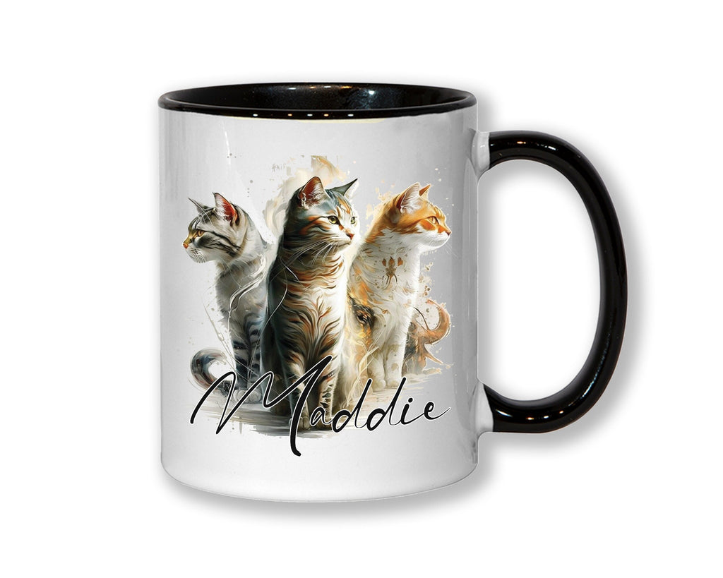 Cat Gift For Cat Lovers - Personalised Coffee Mug with Name - Cat Themed Gift for Cat Owner - Gift for Girls - Watercolour Warrior  MGZ546