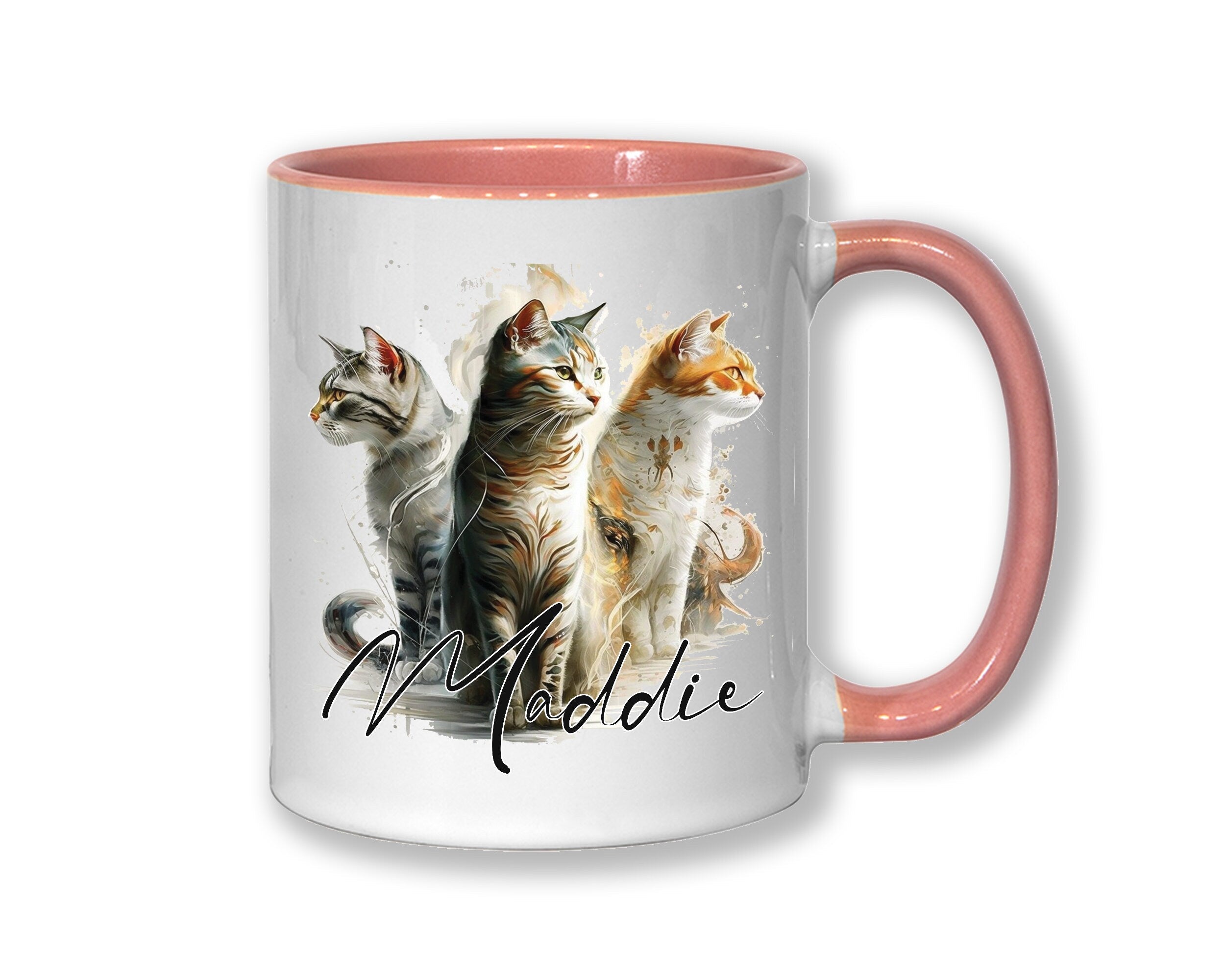 Cat Gift For Cat Lovers - Personalised Coffee Mug with Name - Cat Themed Gift for Cat Owner - Gift for Girls - Watercolour Warrior  MGZ546