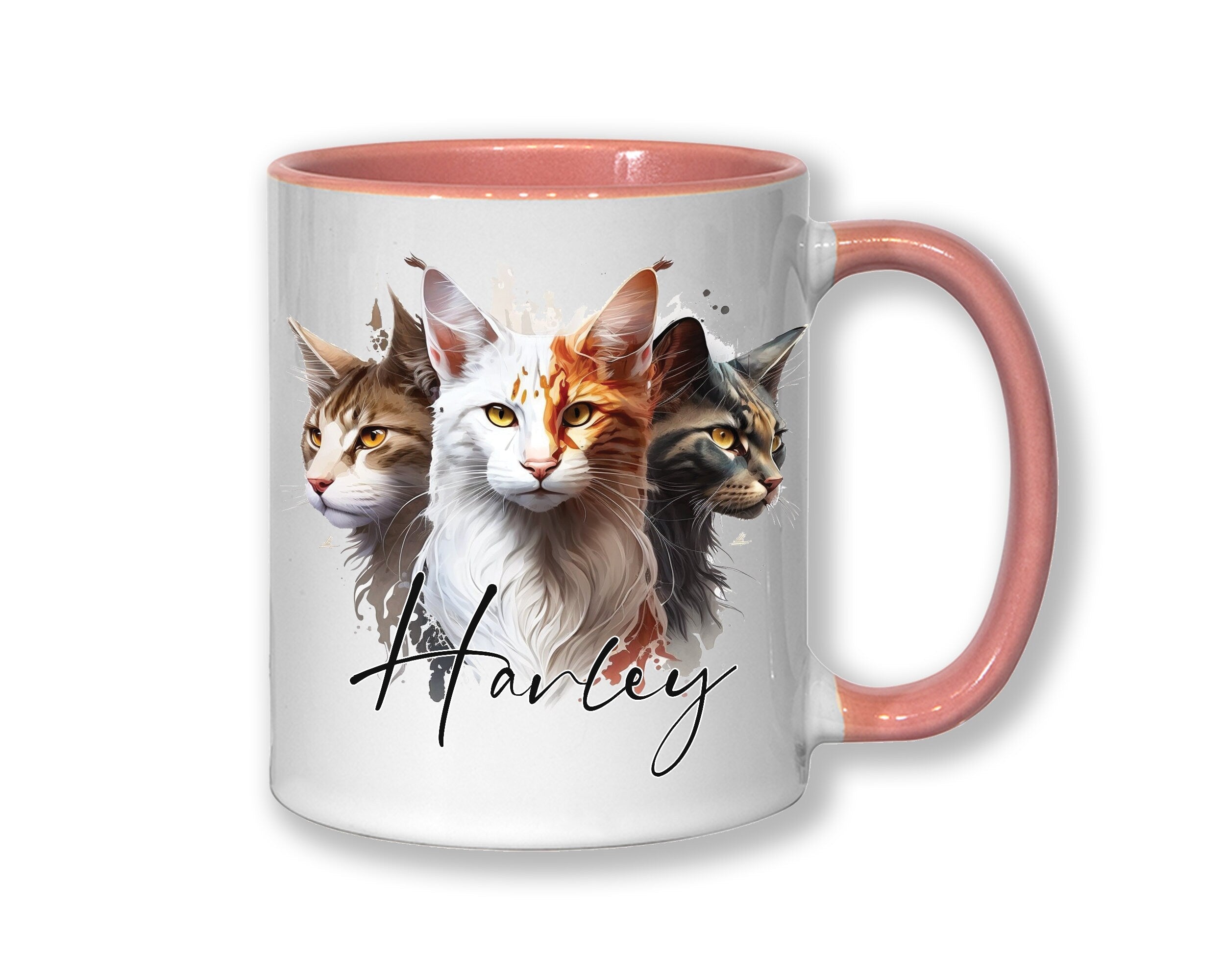 Cat Gift For Cat Lovers - Personalised Coffee Mug with Name - Cat Themed Gift for Cat Owner - Gift for Girls - Watercolour Warrior  MGZ549