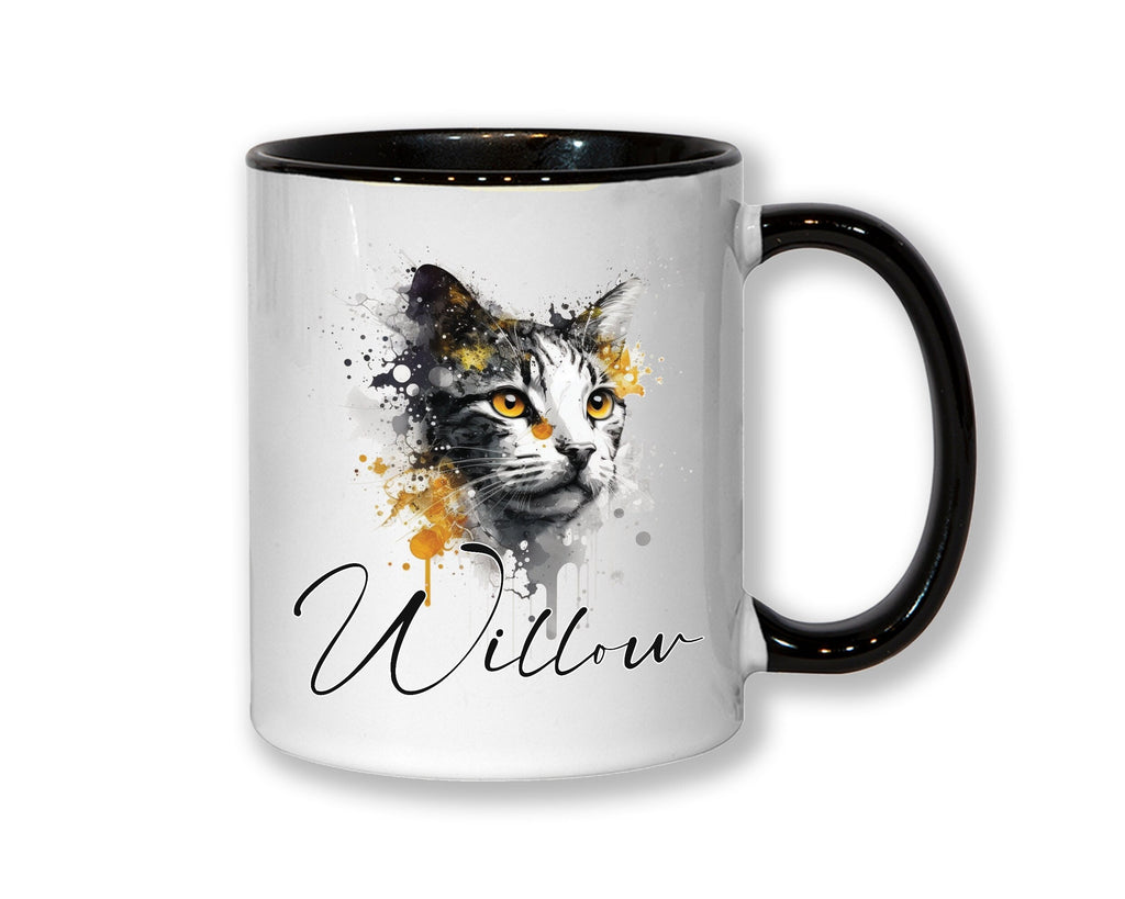 Cat Gift For Cat Lovers - Personalised Coffee Mug with Name - Cat Themed Gift for Cat Owner - Gift for Girls - Watercolour Warrior  MGZ545